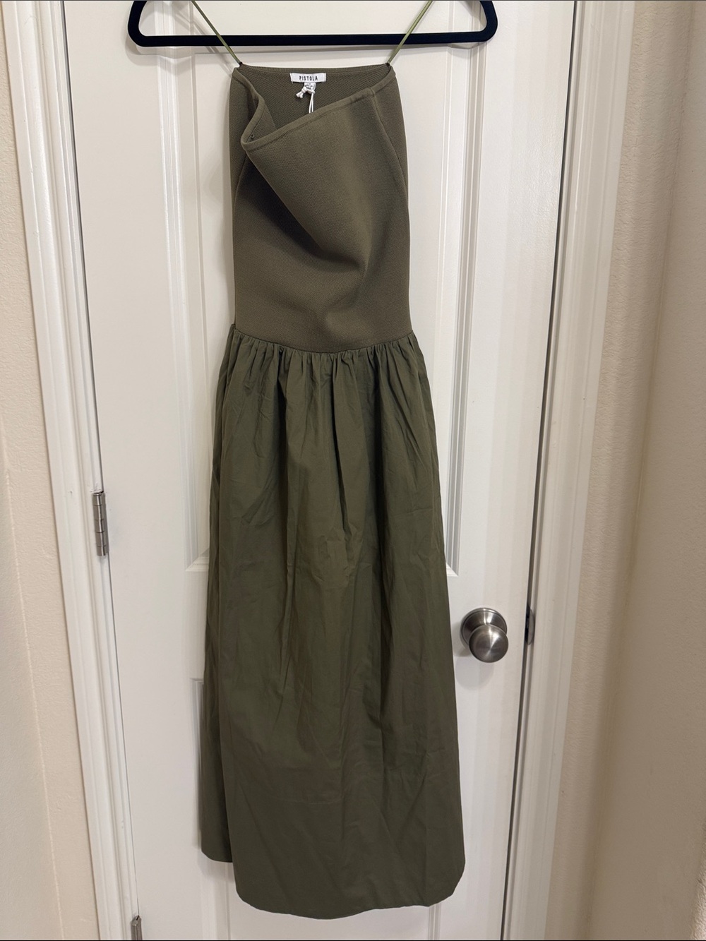 Pistola Olive Knit Strapless Dress with Pockets - Picture 2 of 6